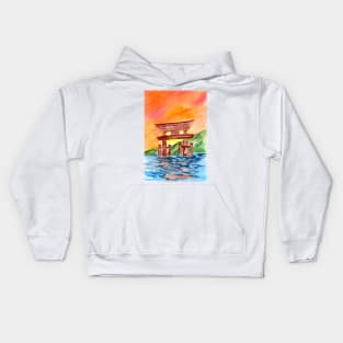 Wooden Temple Gate among the Elements Kids Hoodie